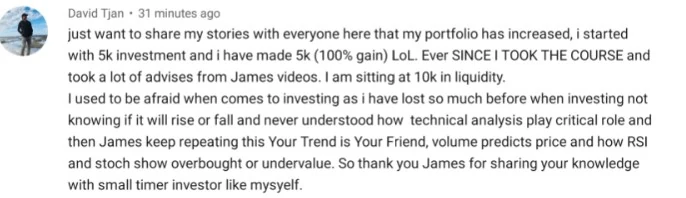 Real testimonial screenshot