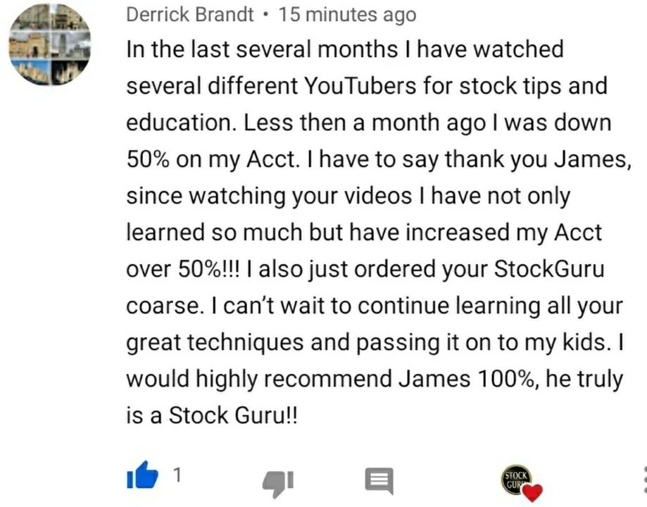 Real testimonial screenshot