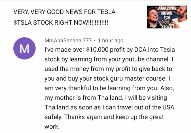 Real testimonial screenshot