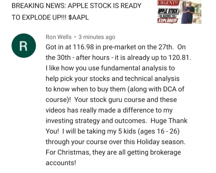Real testimonial screenshot