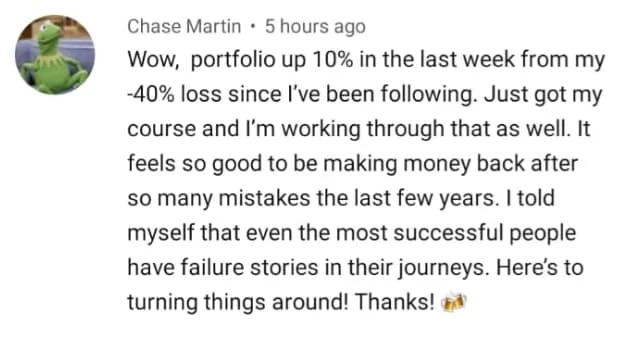 Real testimonial screenshot