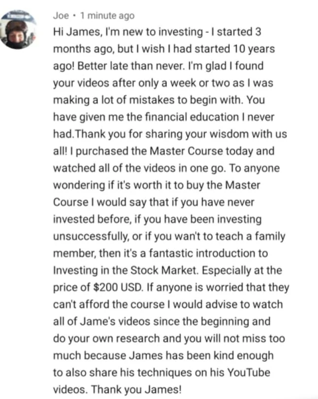 Real testimonial screenshot