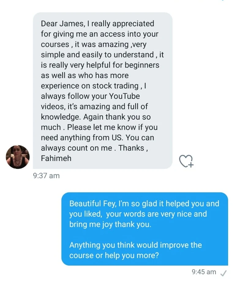 Real testimonial screenshot
